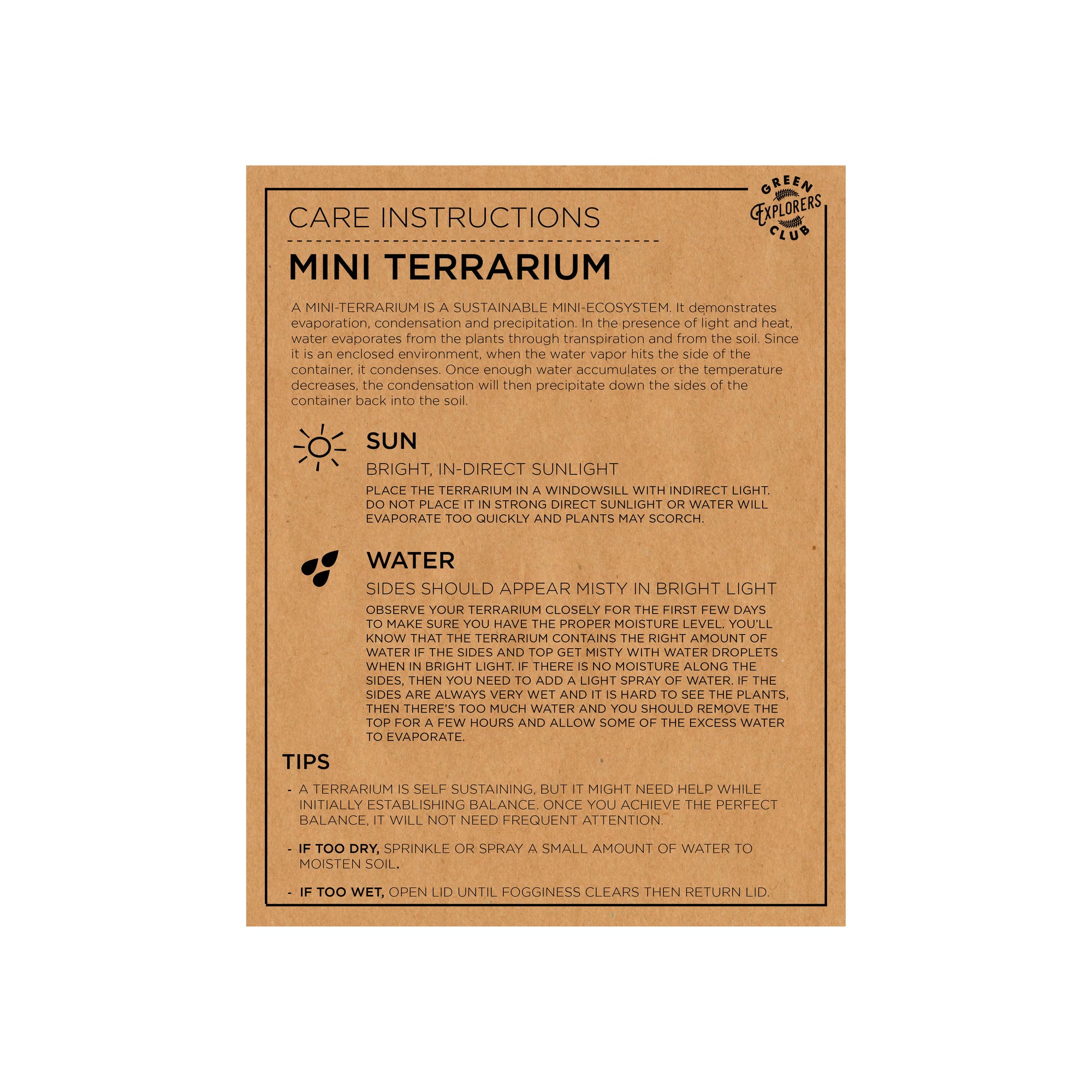 Terrarium Care Card
